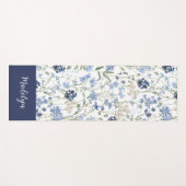 Blaue Wildblumen-Wasserfarbe-Individualisierter Na Yogamatte (Vorderseite (Horizontal))