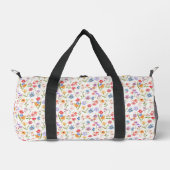 Blaue Wildblumen-Wasserfarbe Lila Duffle Bag (Vorderseite)