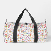 Blaue Wildblumen-Wasserfarbe Lila Duffle Bag (Rückseite)