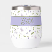 Blaue Wildblumen-Wasserfarbe-Monogramm-Name  (Vorderseite)