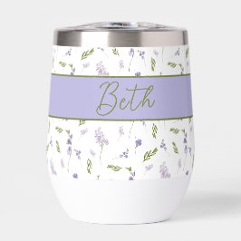 Blaue Wildblumen-Wasserfarbe-Monogramm-Name 