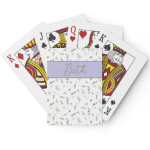 Blaue Wildblumen-Wasserfarbe-Monogramm-Name-Poker