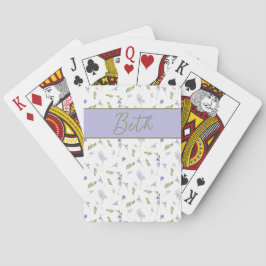Blaue Wildblumen-Wasserfarbe-Monogramm-Name-Poker Spielkarten