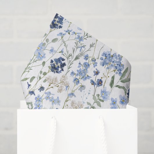 Blaue Wildblumen-Wasserfarbe Seidenpapier (Geschenktüte)