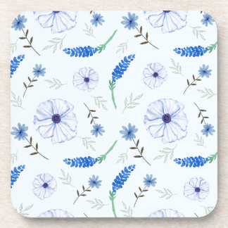 Blaue Wildblumen-Wasserfarbe-Unterlage Getränkeuntersetzer