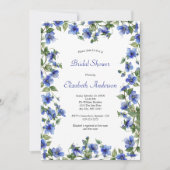 Blaue Wildblumen Wasserfarben Elegantes Brautparty Einladung (Vorderseite)