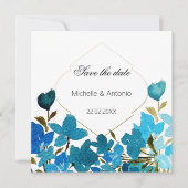 Blaue Wildblumen Wasserfarben Kunst, Dichtung und  Save The Date (Vorderseite)