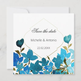 Blaue Wildblumen Wasserfarben Kunst, Dichtung und  Save The Date