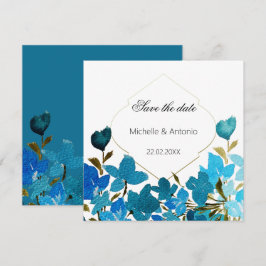 Blaue Wildblumen Wasserfarben Kunst, Dichtung und  Save The Date