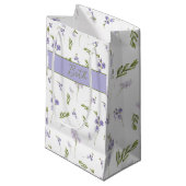 Blaue Wildblumen-Wasserfarben-Monogramm Kleine Geschenktüte (Vorderseite Schrägansicht)