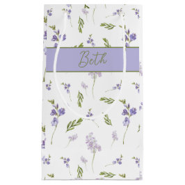 Blaue Wildblumen-Wasserfarben-Monogramm Kleine Geschenktüte