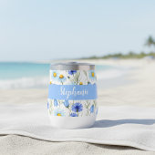 Blaue Wildblumen-Wasserfarben-Monogramm-Name