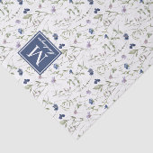 Blaue Wildblumen-Wasserfarben-Monogramm-Name Seidenpapier (Ausschnitt)
