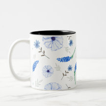 Blaue Wildblumen-Wasserfarben-Tasse