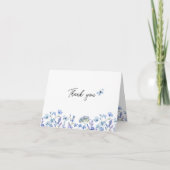 Blaue Wildblumen Zarte Blüten Dankeskarte (Vorderseite)