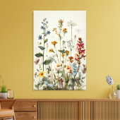 Blaue Wildblumenstrauß mit blauer Spitze Leinwanddruck (Insitu (Wohnzimmer))