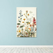 Blaue Wildblumenstrauß mit blauer Spitze Leinwanddruck (Insitu (Holzboden))