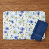 Blaue Wildblumenwiese Badematte