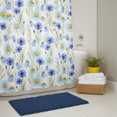 Blaue Wildblumenwiese Dusche Duschvorhang