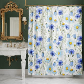 Blaue Wildblumenwiese Dusche Duschvorhang