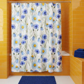 Blaue Wildblumenwiese Dusche Duschvorhang