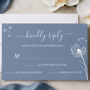 Blaue wilde Wiesenblumen Boho-Hochzeit RSVP Karte
