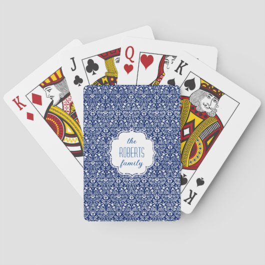 Blaue William Morris Art Spielkarten (Rückseite)