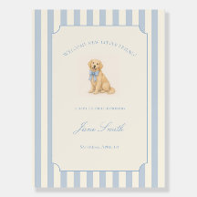 Blaue Willkommensschilder für Baby Shower von Gold