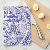 Blaue Willow China Muster mit Personalisiertem Nam Geschirrtuch (Viertel Falte)