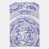 Blaue Willow China Muster mit Personalisiertem Nam Geschirrtuch (Vertikal)