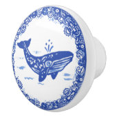 Blaue Willow Design Whale Whimsical Gesichter rech Keramikknauf (Rechts)