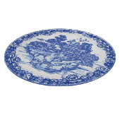 Blaue Willow Fox Whimsical Floral Scene Vögel Schneidebrett (Ecke)