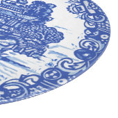 Blaue Willow Fox Whimsical Floral Scene Vögel Schneidebrett (Ecke)