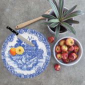 Blaue Willow Fox Whimsical Floral Scene Vögel Schneidebrett