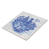 Blaue Willow Hirsche Herde Antike Pagoda Phoenix Fliese (Seite)