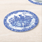 Blaue Willow Hirsche Herde Antike Pagoda Phoenix Runder Pappuntersetzer (Angewinkelt)