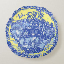 Blaue Willow Isle of Rabbits Yellow Whimsical