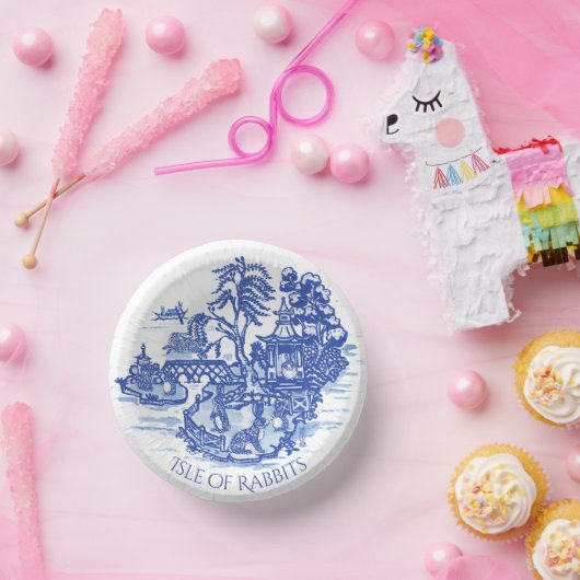 Blaue Willow Rabbit Classic Whimsical Potterpapier Pappteller (Party)