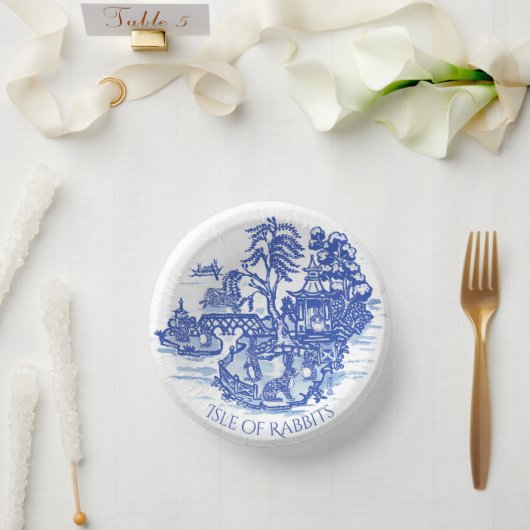 Blaue Willow Rabbit Classic Whimsical Potterpapier Pappteller (Hochzeit)