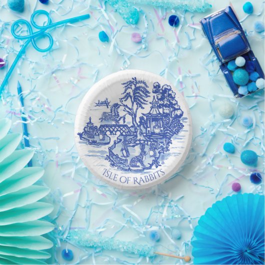 Blaue Willow Rabbit Classic Whimsical Potterpapier Pappteller (Party)