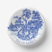 Blaue Willow Rabbit Classic Whimsical Potterpapier Pappteller (Vorderseite)