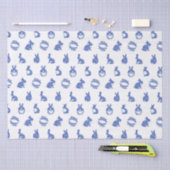 Blaue Willow Rabbit Whimsical Isle of Rabbits Seidenpapier (Handwerk)