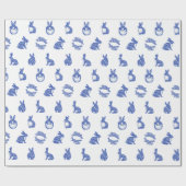 Blaue Willow Rabbit Whimsical Isle of Rabbits Tiss Geschenkpapier (Flach)