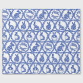 Blaue Willow Rabbit Whimsical Isle of Rabbits Wrap Geschenkpapier (Flach)