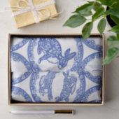 Blaue Willow Rabbit Whimsical Isle of Rabbits Wrap Seidenpapier (Geschenk)