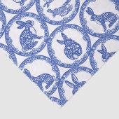 Blaue Willow Rabbit Whimsical Isle of Rabbits Wrap Seidenpapier (Detail)