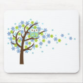 Blaue windige Baum-Eule Mousepad (Vorne)