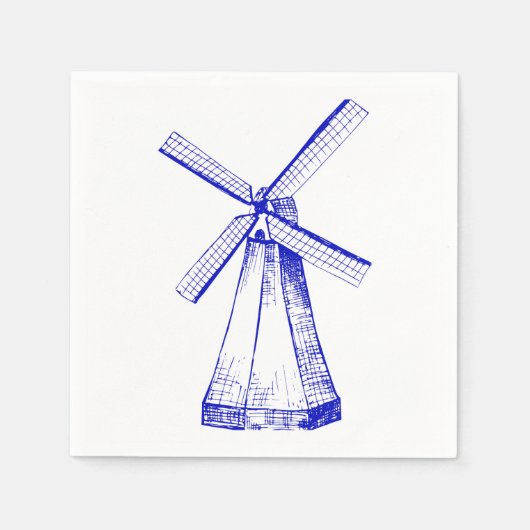 Blaue Windmühle Serviette (Vorderseite)