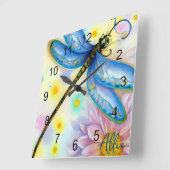 Blaue Wingdrachenfliege, personalisieren Quadratische Wanduhr (Winkel)