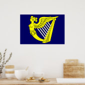 Blaue Winged Maiden Harp, irische Flagge Poster (Küche)